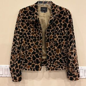 Identify Animal Giraffe Print velvet jacket